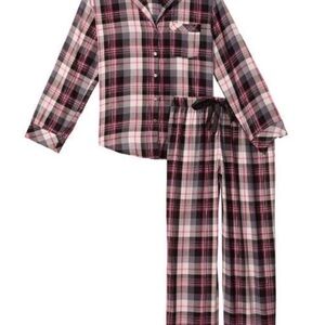 Victoria’s Secret Pajamas - Flannel Set Black, Pink, White Plaid size small